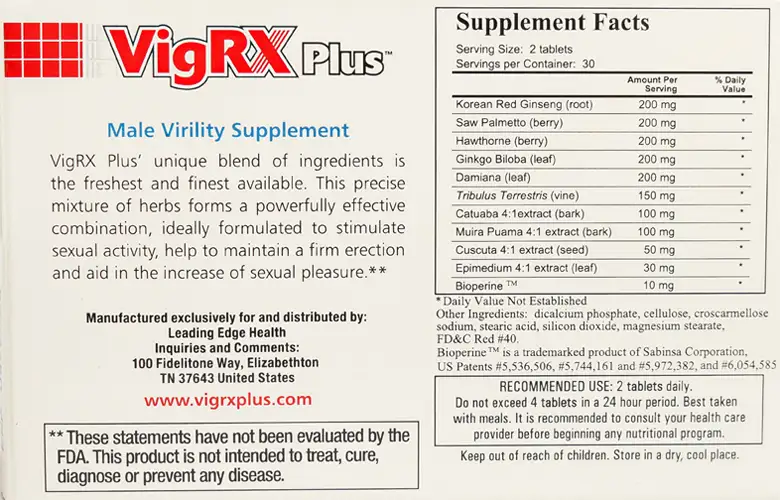 Vigrx Plus Ingredients